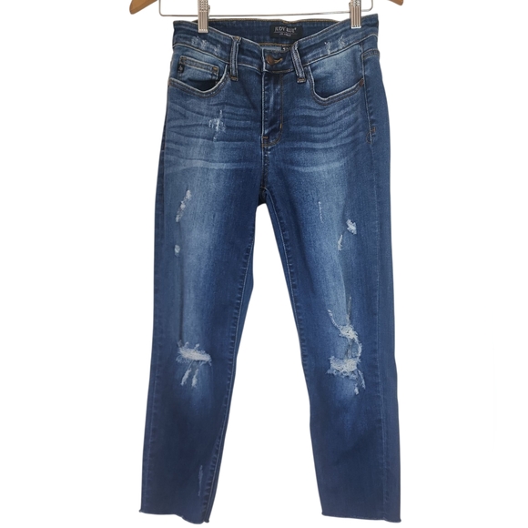 Judy Blue Relaxed Fit Denim Distressed Jeans Style JB8271DK Size 7/28 - Picture 1 of 13